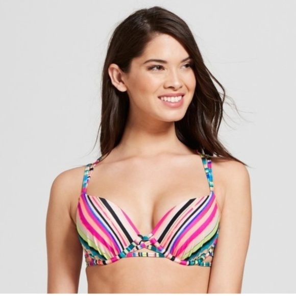 Shade & Shore Striped Shell Strappy Bikini Top - Picture 1 of 6